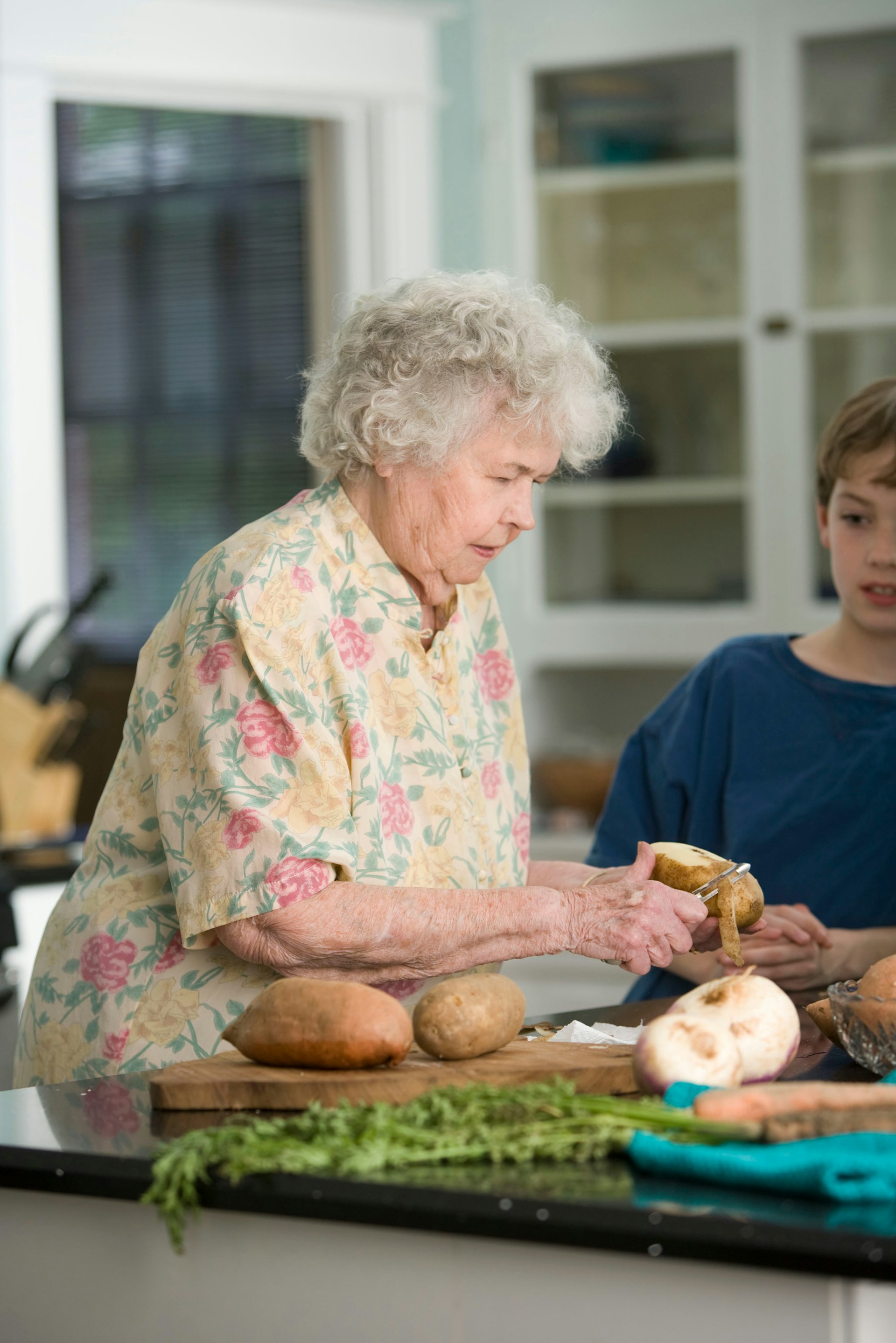 Caregiver with senior at home